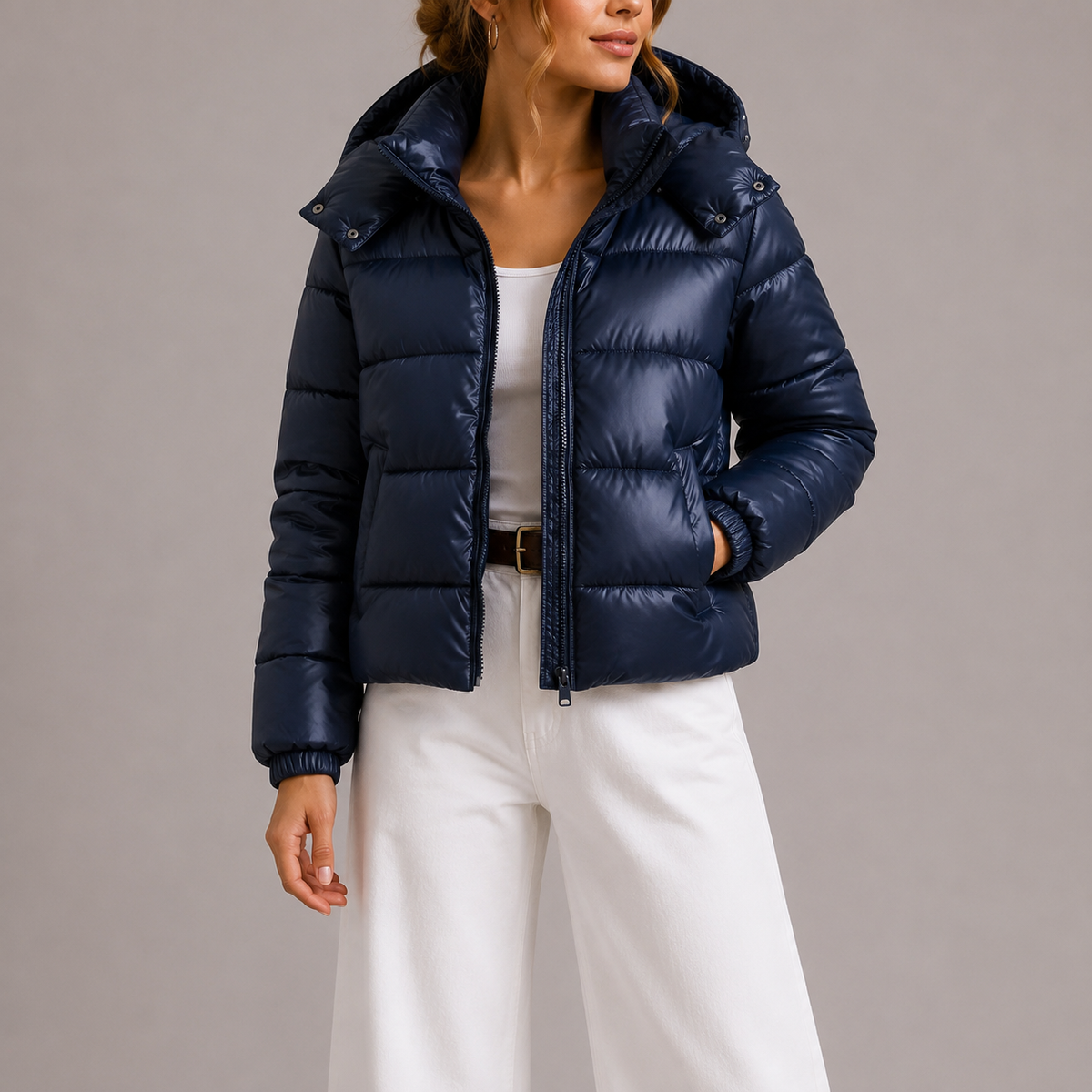 Glanzende Puffer Jas met Capuchon - afbeelding 2