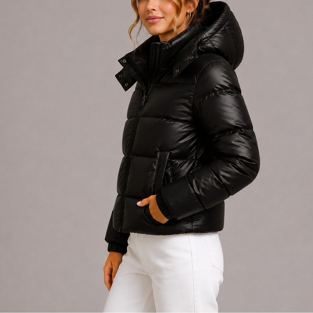 Glanzende Puffer Jas met Capuchon - afbeelding 3