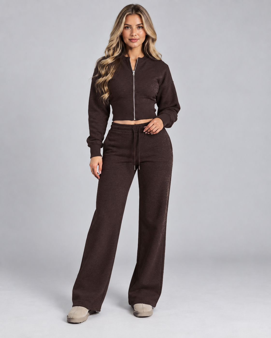 Fleece Tracksuit Set - Bruin