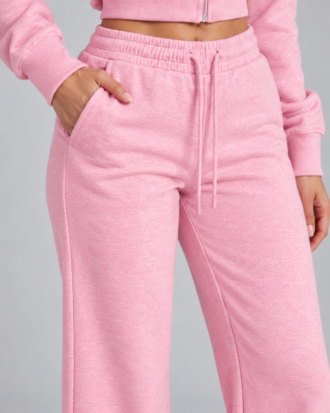 Fleece Tracksuit Set - Cropped Zip-Up & Wide Leg Broek - afbeelding 5