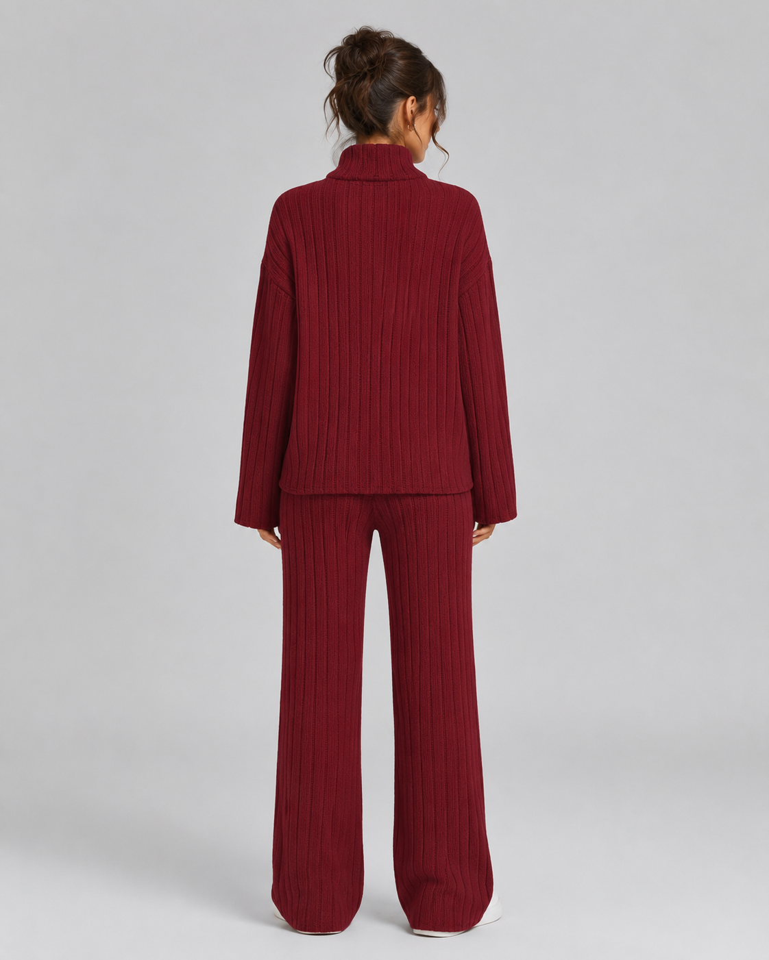 Geribbelde Col Set met Wide Leg Broek - afbeelding 2
