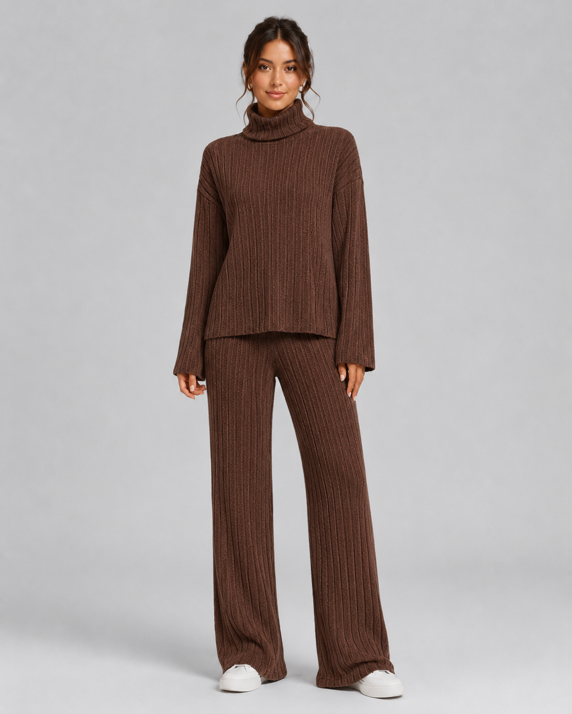 Geribbelde Col Set met Wide Leg Broek - afbeelding 8